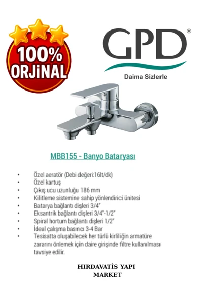 GPD Provido MBB155 Banyo Bataryası - 4