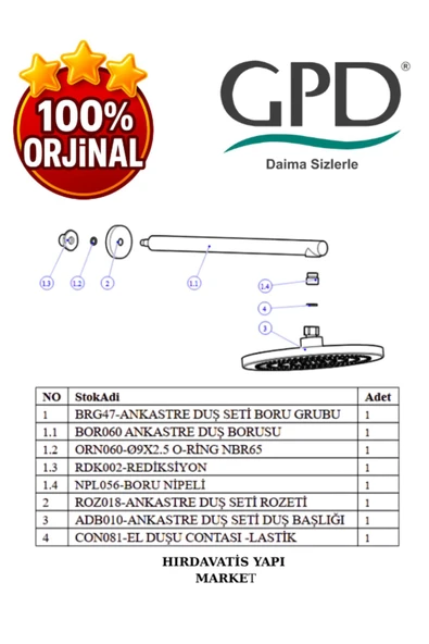 GPD ADS14 Ankastre Duş Başlığı (Ø250) - 5