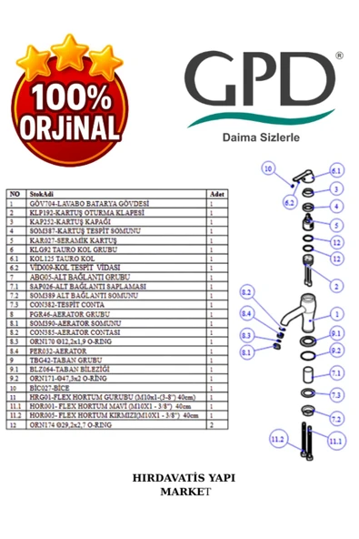 GPD Tauro MLB150-A Lavabo Bataryası - 5