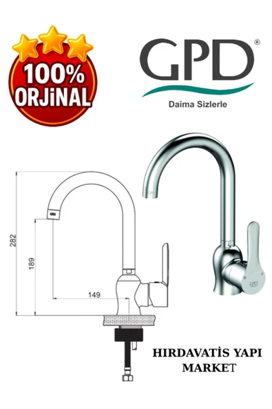 GPD Felis MTL75 Tek Gövde Lavabo Bataryası - 3