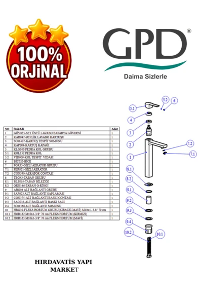 GPD Pedra MSL160 Set Üstü Lavabo Bataryası - 5