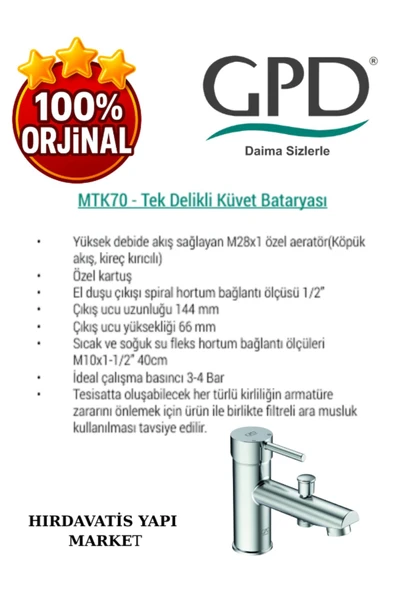GPD Espina MTK70 Tek Gövde Küvet Bataryası - 4