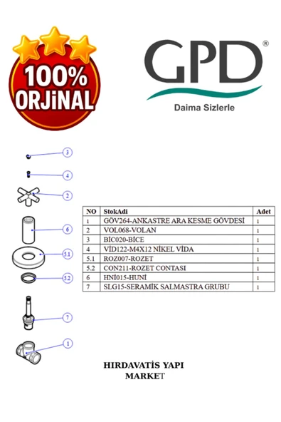 GPD Nino AAK05 Ankastre Ara Kesme Vanası - 10