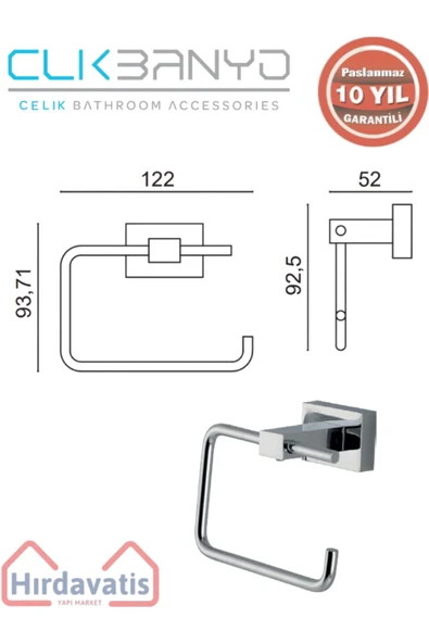 ÇELİK BANYO Paslanmaz Pirinç Kenzo Açık Kağıtlık - Resim 2