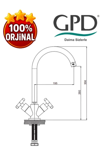 GPD Nino UEB05 Döner U Borulu Eviye Bataryası - 2
