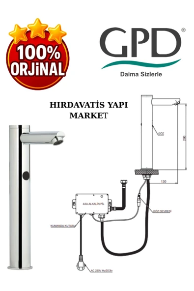 GPD FLB07-2 Fotoselli Lavabo Bataryası (Tek Su Girişli) - 3