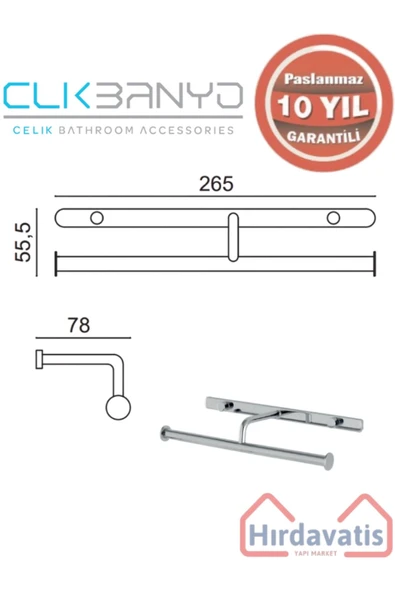ÇELİK BANYO Paslanmaz Pirinç Vera 2’li Açık Kağıtlık - Resim 2