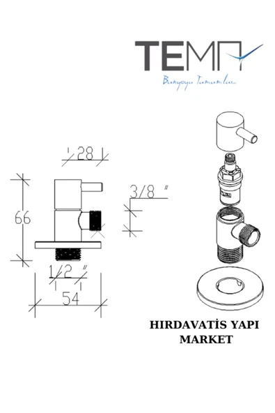 HIRDAVATİS YAPI MARKET Tema Çubuk Kol Taharet Ara Musluğu Rozetli 69300 - 3