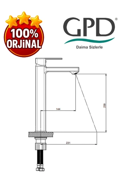 GPD Pedra MSL160 Set Üstü Lavabo Bataryası - 2