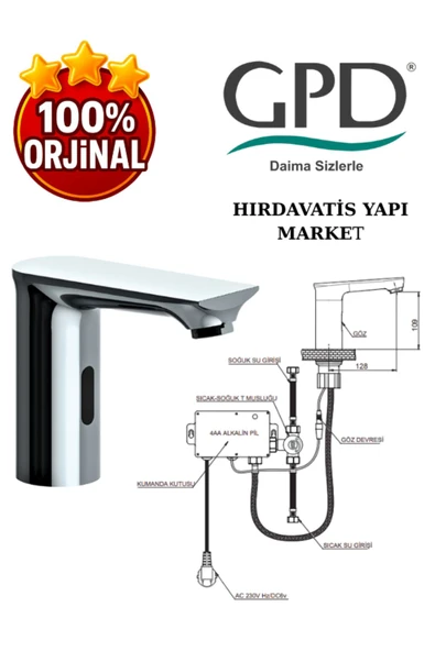 GPD FLB13 Fotoselli Lavabo Bataryası (Çift Su Girişli) - 3