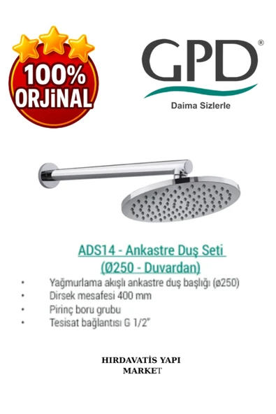 GPD ADS14 Ankastre Duş Başlığı (Ø250) - 9
