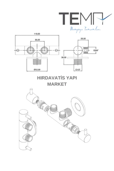 HIRDAVATİS YAPI MARKET Tema Multi Taharet Musluğu Ara Musluk - 3