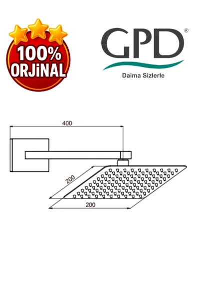 GPD ADS27-S Ankastre Duş Başlığı (Duvardan_200X200) - 2