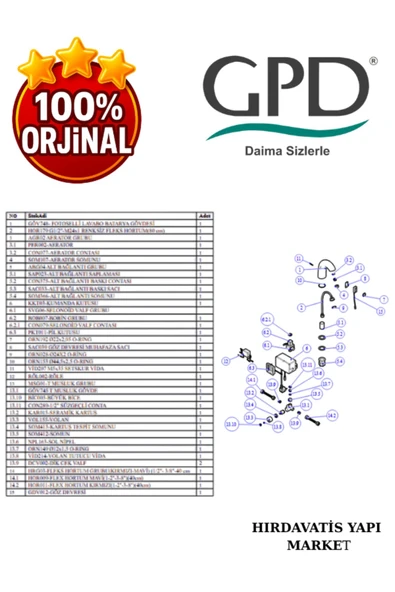 GPD FLB10 Fotoselli Lavabo Bataryası (Çift Su Girişli) - 5