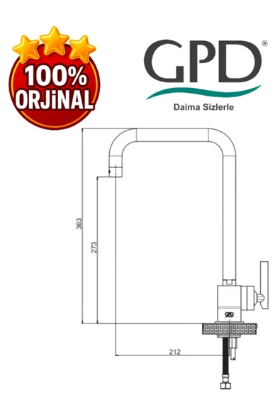 GPD Frezia MTE100 Tek Gövde Eviye Bataryası - 2
