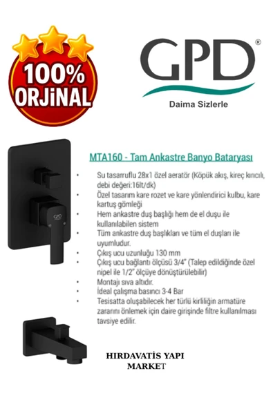 GPD Pedra MTA160-S Tam Ankastre Banyo Bataryası - 4