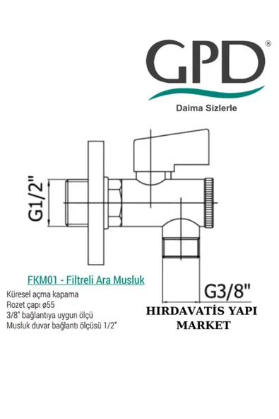 HIRDAVATİS YAPI MARKET GPD Filitreli Taharet Ara Musluk Taharet Musluğu Rozetli - 3