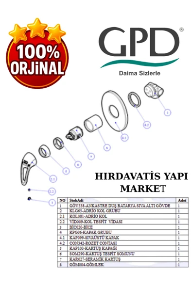 GPD Adrio MAD120 Ankastre Duş Bataryası - 4