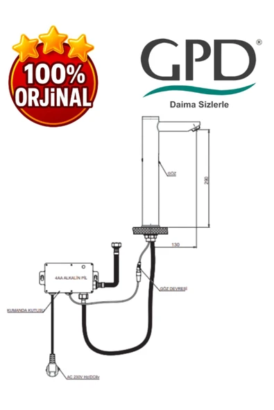 GPD FLB07-2 Fotoselli Lavabo Bataryası (Tek Su Girişli) - 2