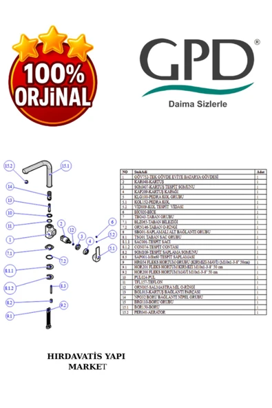 GPD Pedra MTE160 Tek Gövde Eviye Bataryası - 5