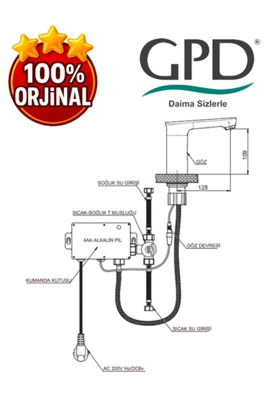 GPD FLB13 Fotoselli Lavabo Bataryası (Çift Su Girişli) - 2