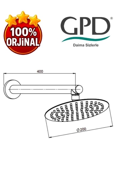 GPD ADS28-S Ankastre Duş Başlığı (Duvardan_Ø200) - 7