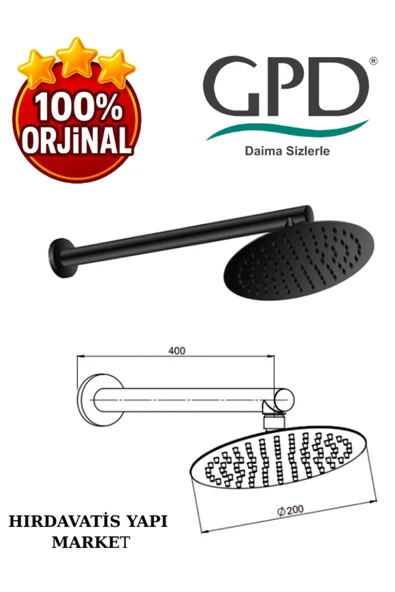 GPD ADS28-S Ankastre Duş Başlığı (Duvardan_Ø200) - 3