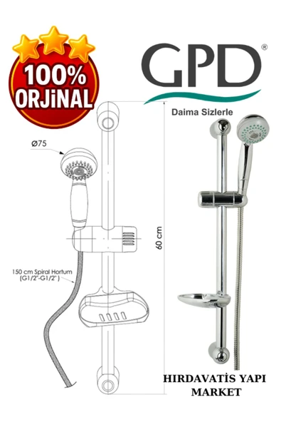 GPD DST16 Sürgülü Duş Seti (3 Fonksiyonlu Ø75) - 3