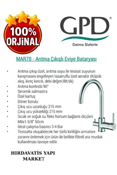 GPD Espina MAR70 Arıtma Çıkışlı Eviye Bataryası - 4