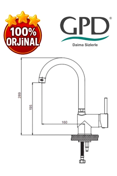 GPD MTL70 Espina Tek Gövde Krom Lavabo Bataryası - 2