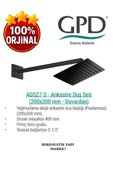 GPD ADS27-S Ankastre Duş Başlığı (Duvardan_200X200) - 9