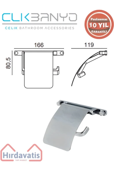 ÇELİK BANYO Paslanmaz Pirinç Mercan Geni? Kapaklı Kağıtlık - Resim 2