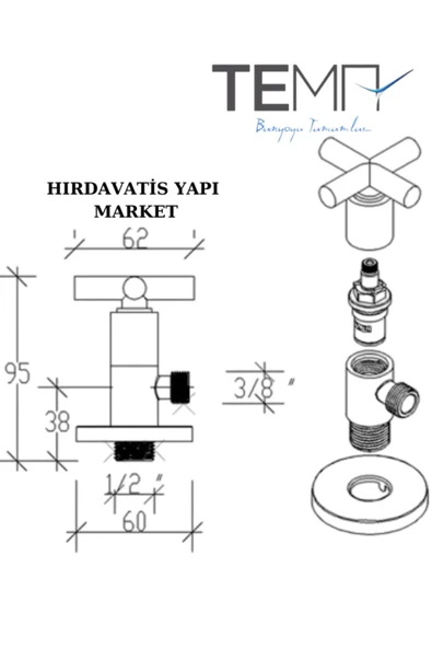 HIRDAVATİS YAPI MARKET Tema Cross Taharet Musluk Ara Musluk - 3