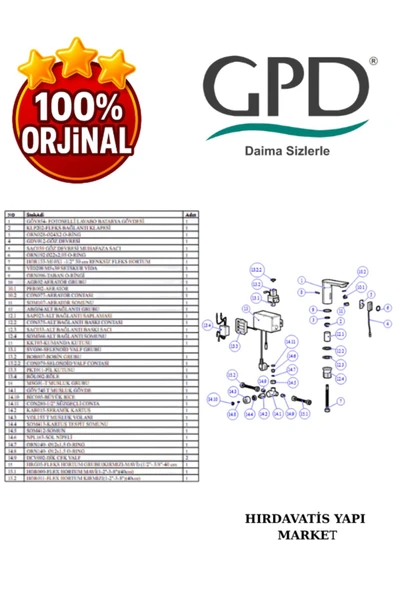 GPD FLB13 Fotoselli Lavabo Bataryası (Çift Su Girişli) - 5