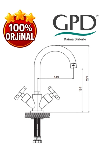 GPD Nino DLB05-B Döner Borulu Lavabo Bataryası - 2