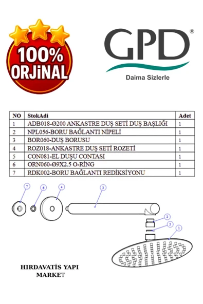GPD ADS28-S Ankastre Duş Başlığı (Duvardan_Ø200) - 5
