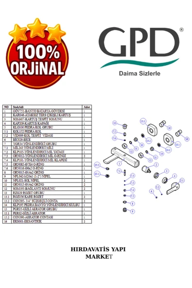 GPD Pedra MBB160 Banyo Bataryası - 5