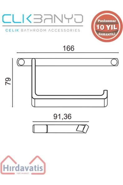 ÇELİK BANYO Paslanmaz Pirinç Mercan Açık Kağıtlık - Resim 2