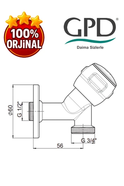 GPD CMS30-2 Çamaşır Musluk (Rakorsuz) - 7