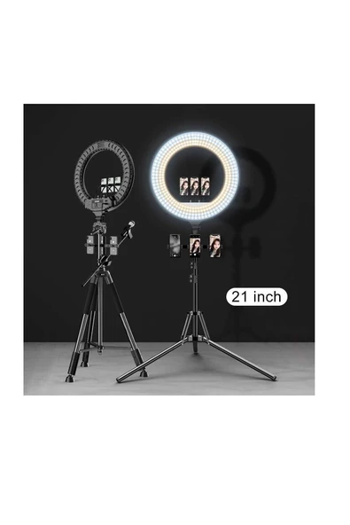 Led Rl-21 Inç 220v Girişli 3 Adet Telefon Tutacaklı+uzaktan Kumanda+çantalı Selfie Işığı - Resim 6