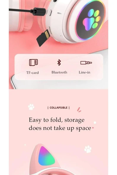 STN-28 Pembe Kulak Üstü Kablosuz Bluetooth Kulaklık - 8