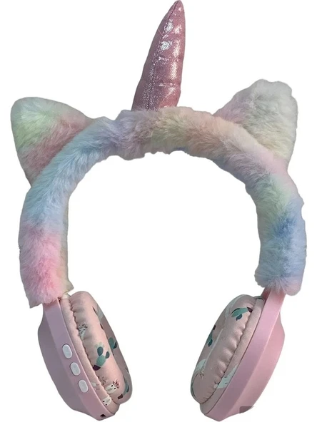 BK-681 Peluş Unicorn Kablosuz 5.0 Mikrofonlu Sd Kart Girişli Kulak Üstü Bluetooth Kulaklık ürün görseli