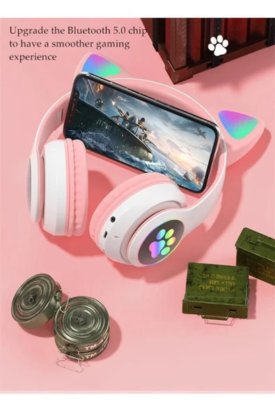STN-28 Pembe Kulak Üstü Kablosuz Bluetooth Kulaklık - 7