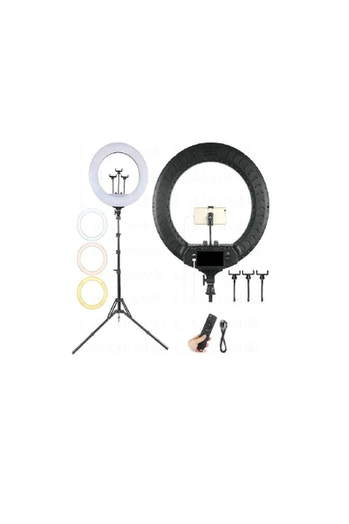 Led Rl-21 Inç 220v Girişli 3 Adet Telefon Tutacaklı+uzaktan Kumanda+çantalı Selfie Işığı ürün görseli