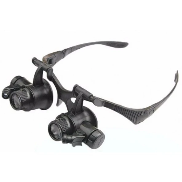 Gözlük Modeli 10X 15X 20X 25X Lens 2 Led Işıklı Büyüteç 9892G