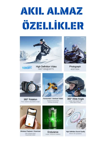 Motorcular için Su Geçirmez Kameralı Bluetooth Intercom | Çoklu Bağlantı, Mikrofon & Çift Kulaklık, HD Kayıt - Resim 7