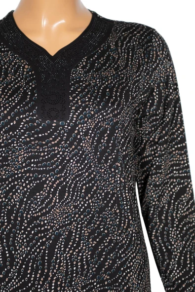 Hesna Kadın Demet Büyük Beden Kuplu Boydan Petrol Elbise D80 - Resim 2