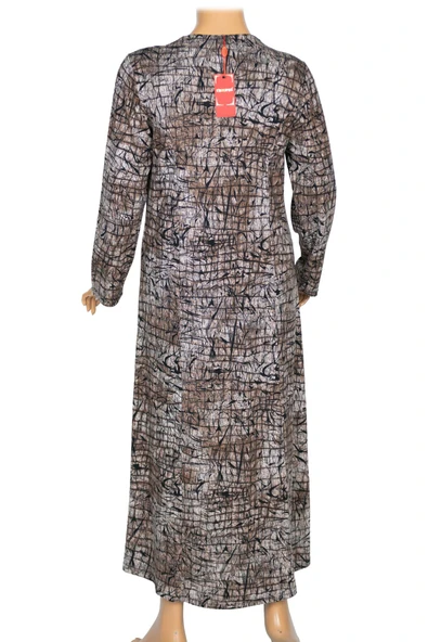 Hesna Kadın Demet Büyük Beden Kuplu Boydan Kahverengi Elbise D79 - 3