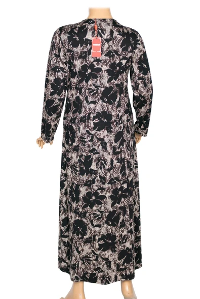 Hesna Kadın Demet Büyük Beden Kuplu Boydan Vizon Elbise D82 - Resim 3