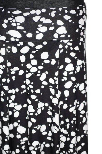 Barem Kadın Arzu Korsajlı 6 Parçalı Desenli Penye Siyah Etek D56 - 2